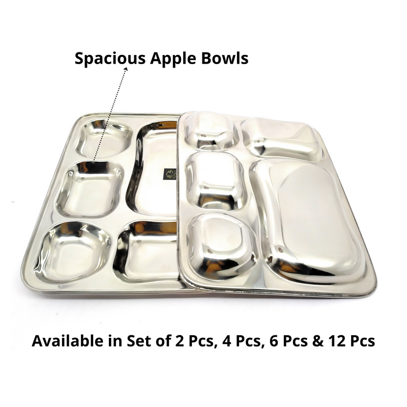 Stainless-Steel Apple shaped 5 in 1 divided compartment Bhojan Thali – Kitchen Utensil