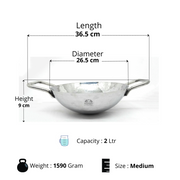 Stainless Steel Hammered Finish Kadhai – Cooking Wok