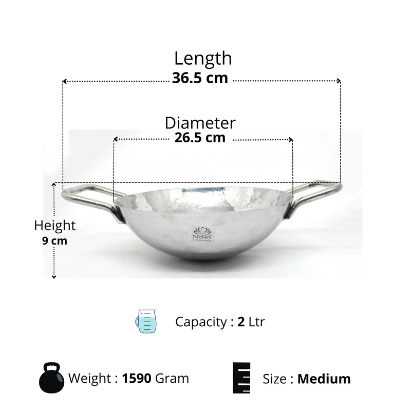 Stainless Steel Hammered Finish Kadhai – Cooking Wok