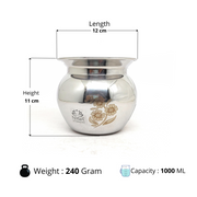 Stainless Steel Laser Printed Lota