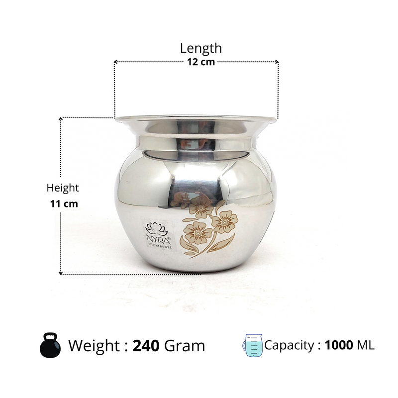 Stainless Steel Laser Printed Lota