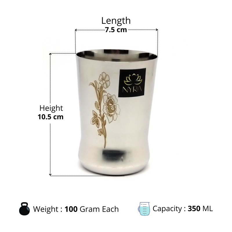 Stainless Steel Floral Laser-Printed Glass/Tumbler – Drinking Glass