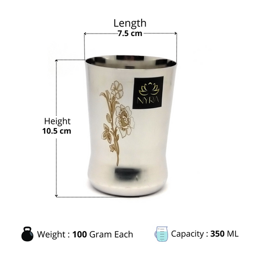 Stainless Steel Floral Laser-Printed Glass/Tumbler – Drinking Glass