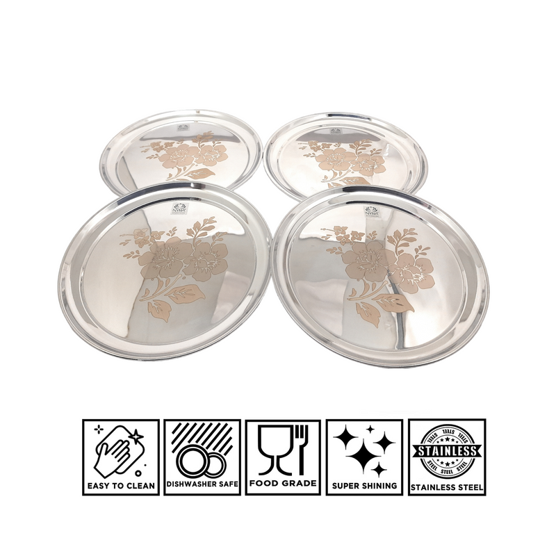 Stainless Steel Quarter Plate/Stainless Steel Flower Design Lazer Print/ – Kitchen Utensil