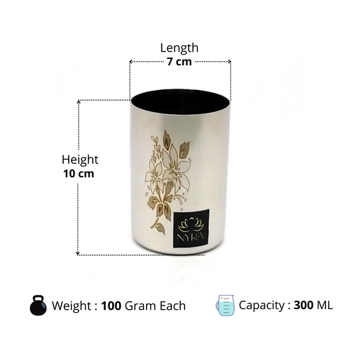 Stainless Steel Glass/Tumbler with Laser Floral Design – Drinking Tumbler