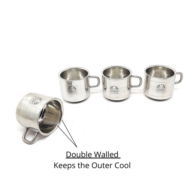 Stainless Steel Double-wall Mini/Piyali Tea Cup Set – Kitchen Utensil