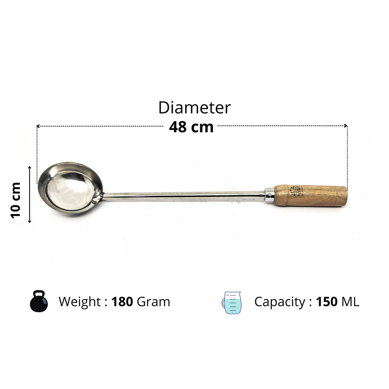 Stainless Steel Ladle/Golchi/Chamcha with Wooden Handle – Serving Ladle