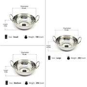 Stainless Steel Mini Serving Kadhai Set – Cooking Wok