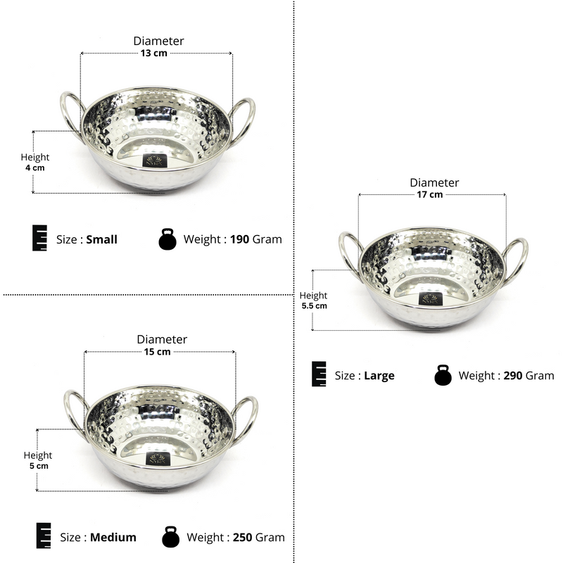 Stainless Steel Mini Serving Kadhai Set – Cooking Wok