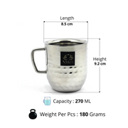 Stainless-Steel Cups with Glossy Finish/Hammered and Ringer Design Mugs – Kitchen Utensil
