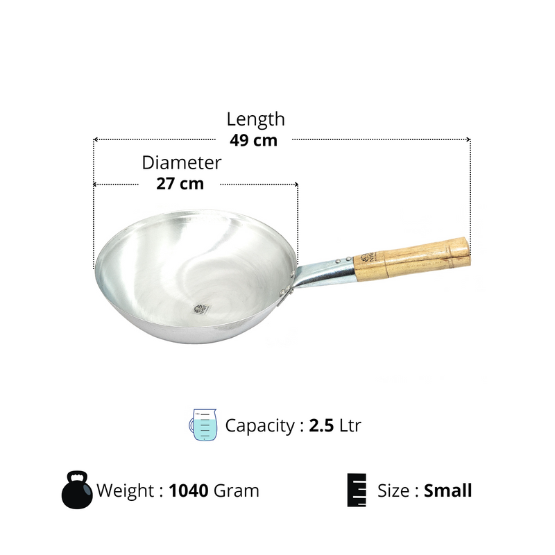 Iron Chinese Wok/Kadhai with Wooden Handle – Cooking Wok