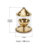 Brass Akhand Diya with Borosilicate Glass Cover – Drinking Tumbler