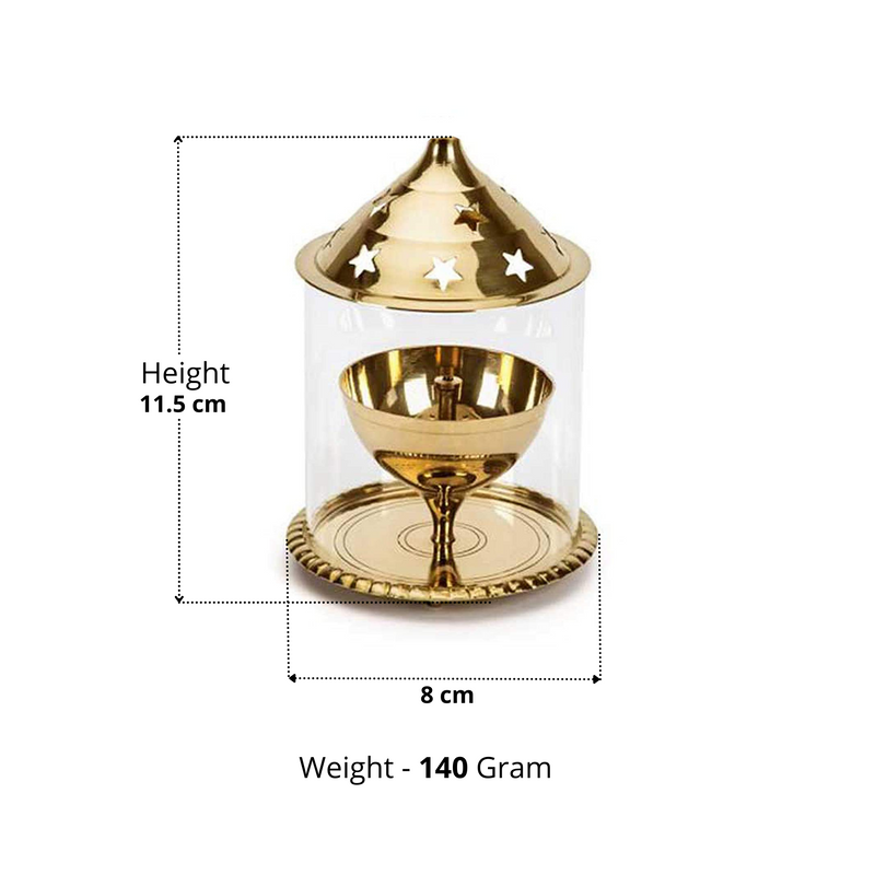 Brass Akhand Diya with Borosilicate Glass Cover – Drinking Tumbler