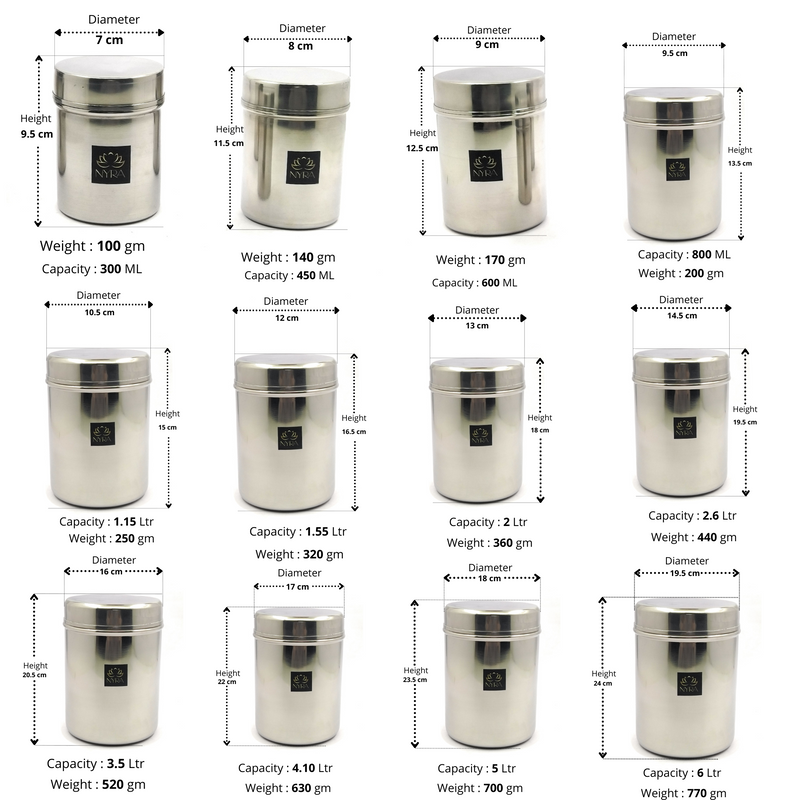 Stainless-Steel Cylindrical Shaped Deep Storage Box Containers – Kitchenware