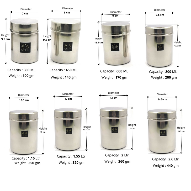 Stainless Steel Cylindrical Deep Storage Containers – Kitchenware