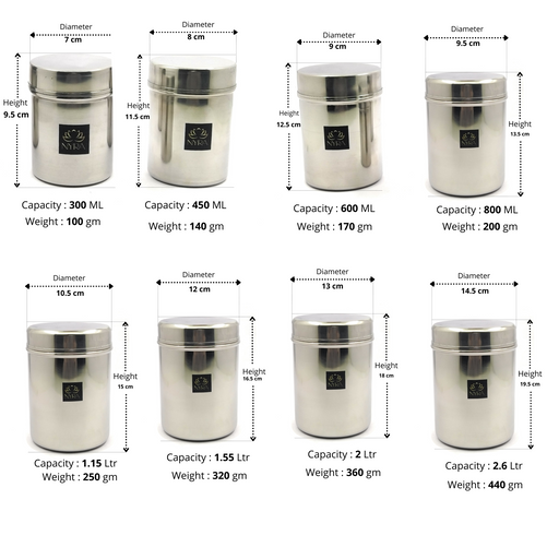 Stainless Steel Cylindrical Deep Storage Containers – Kitchenware
