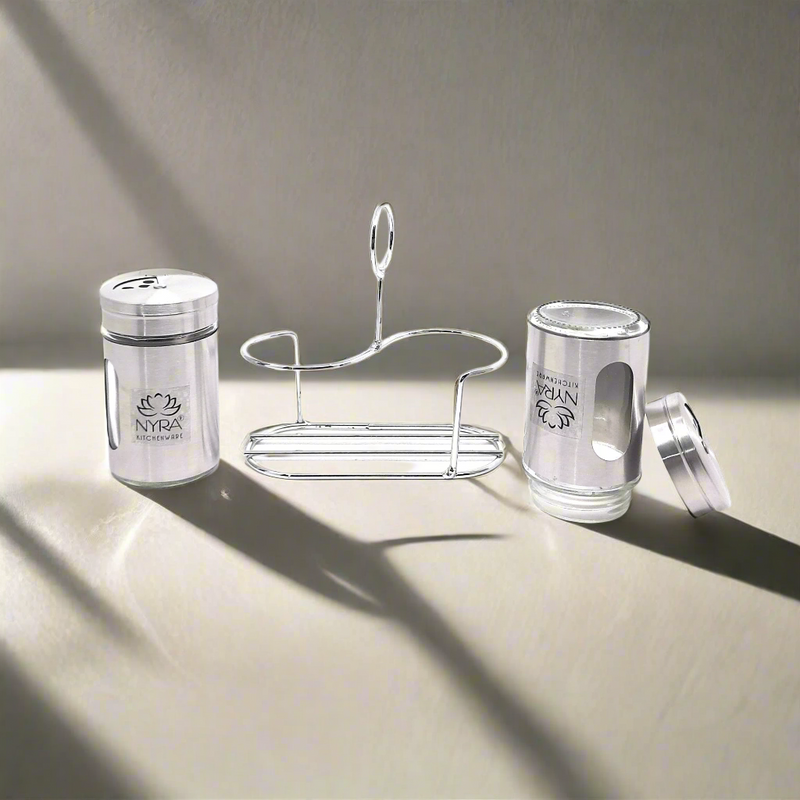 Elegant Stainless Steel and Glass Salt & Pepper Sprinkler – Drinking Tumbler