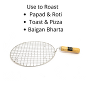 Stainless Steel Round Grill Roaster with Wooden Handle – Kitchen Utensil
