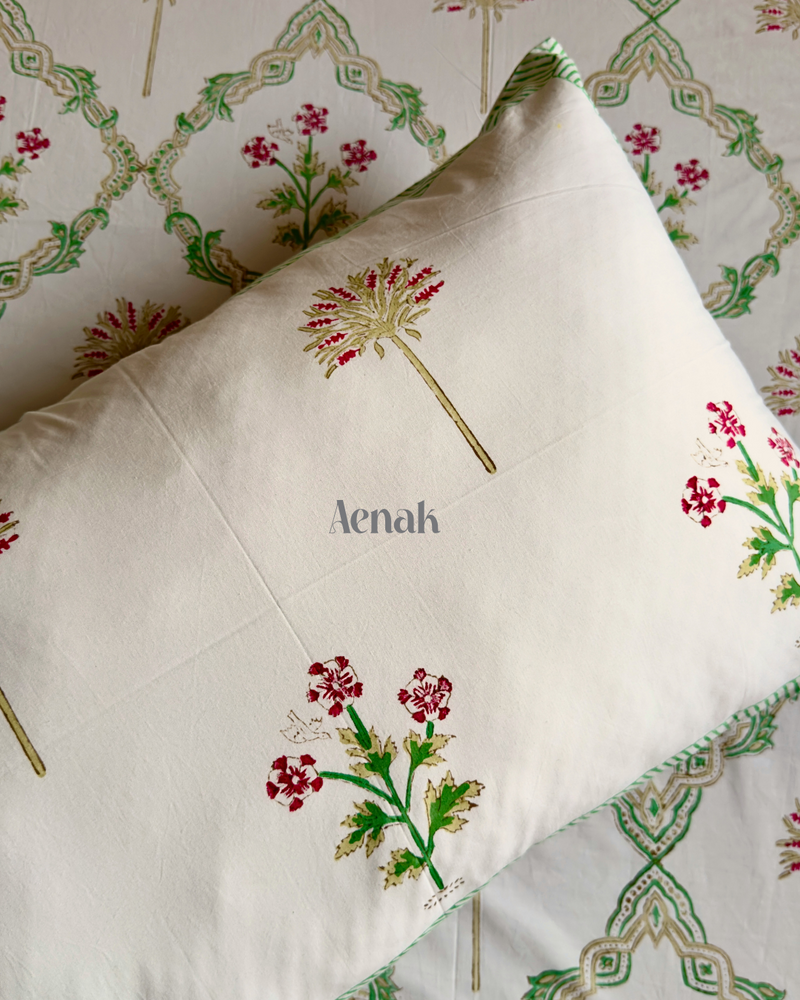 aenak-pink-palm-jaal-handblock-bedsheet-dohar-combo-set