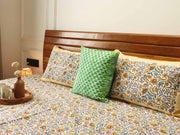 local-kala-masakali-yellow-handblock-bedsheet-100x108-inches