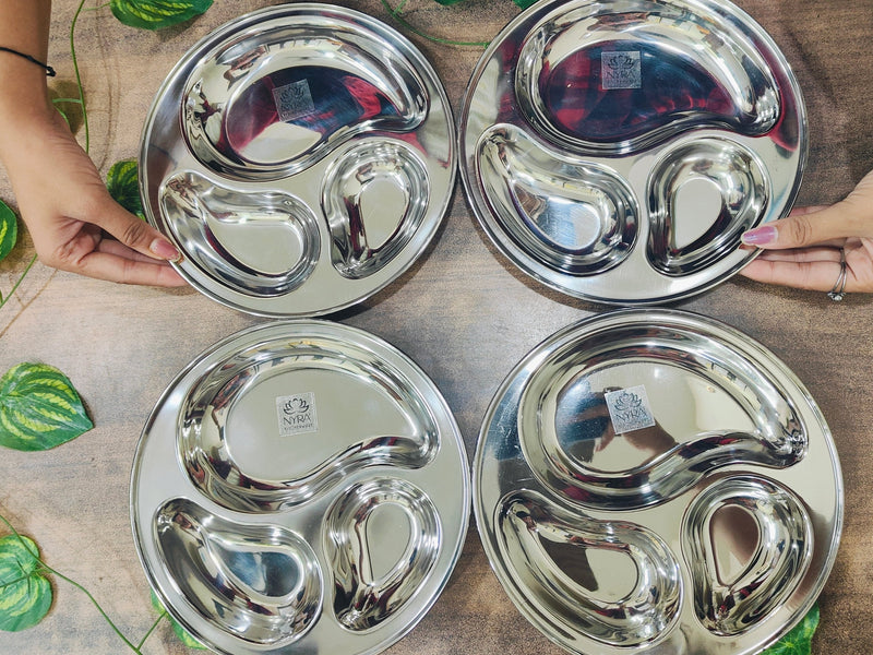 Stainless Steel 3-Compartment Dinner Plates – Kitchen Utensil