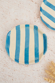 Nurture India Sky Blue Stripe Ceramic Plates 2-Piece Set