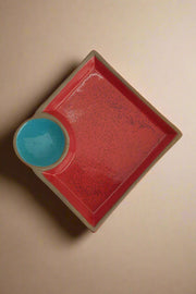 Nurture India Red Blue Chip Dip Platter