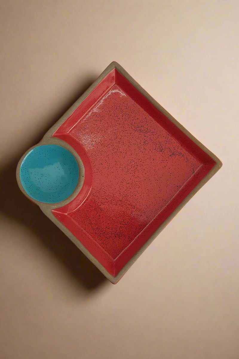Nurture India Red Blue Chip Dip Platter