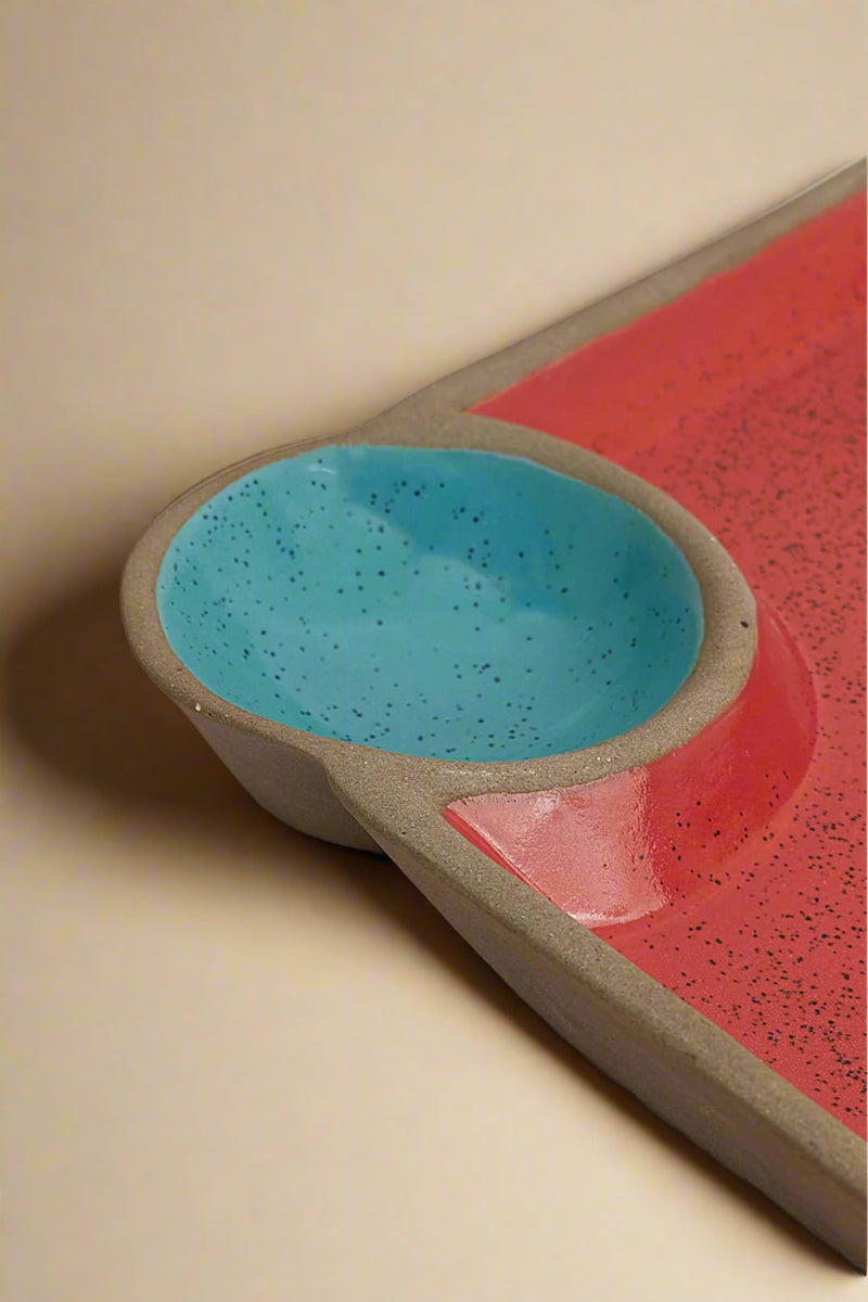 Nurture India Red Blue Chip Dip Platter