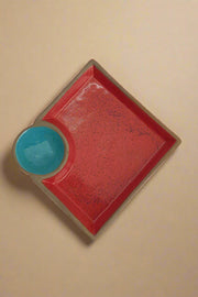 Nurture India Red Blue Chip Dip Platter