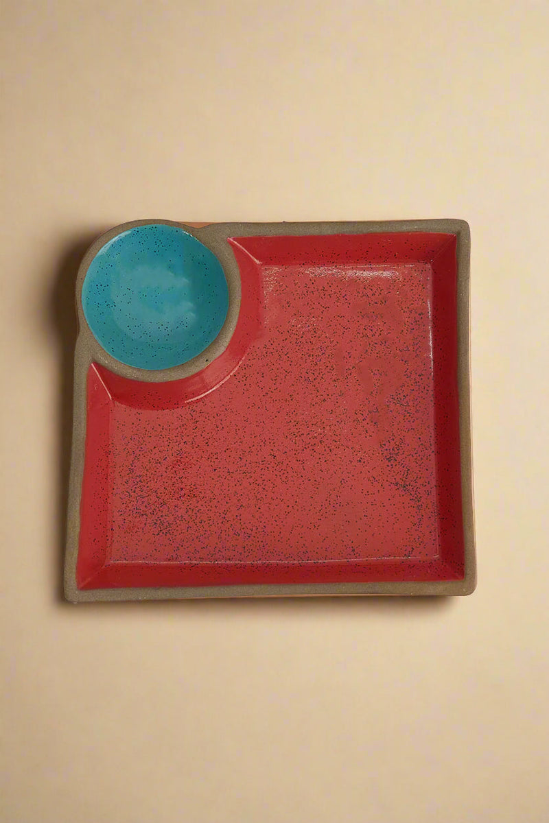 Nurture India Red Blue Chip Dip Platter