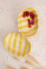 Nurture India Pastel Yellow Stripe Ceramic Bowl