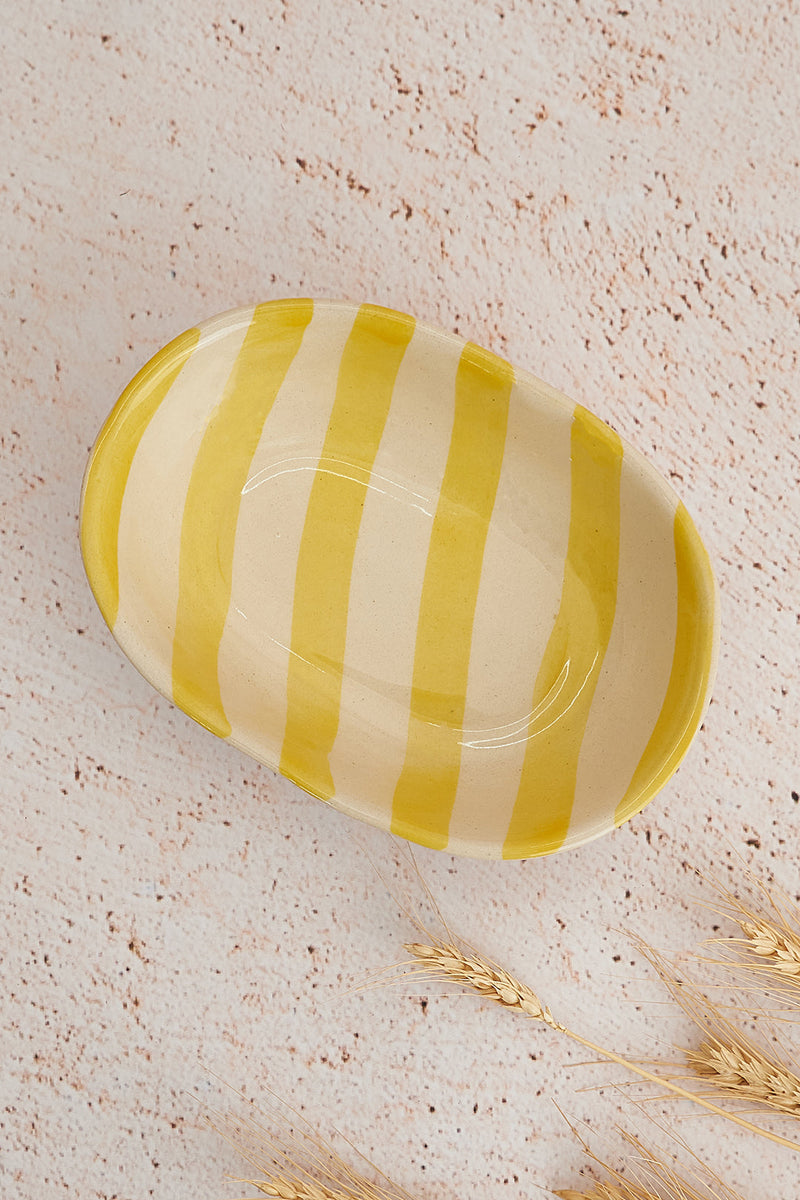 Nurture India Pastel Yellow Stripe Ceramic Bowl