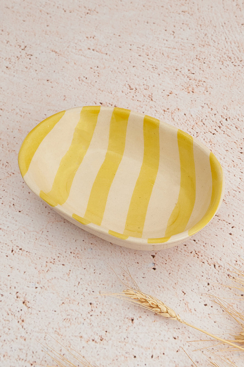 Nurture India Pastel Yellow Stripe Ceramic Bowl