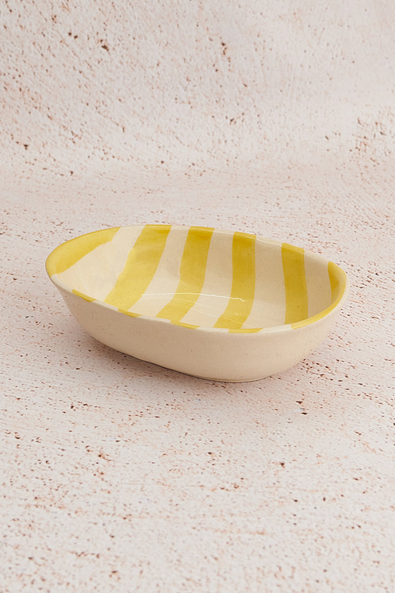Nurture India Pastel Yellow Stripe Ceramic Bowl