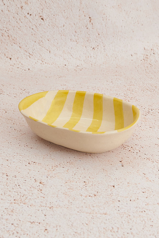 Nurture India Pastel Yellow Stripe Ceramic Bowl