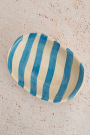 Nurture India Sky Blue Stripe Striped Ceramic Bowl