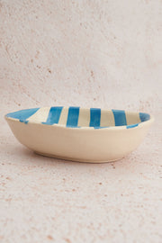 Nurture India Sky Blue Stripe Striped Ceramic Bowl