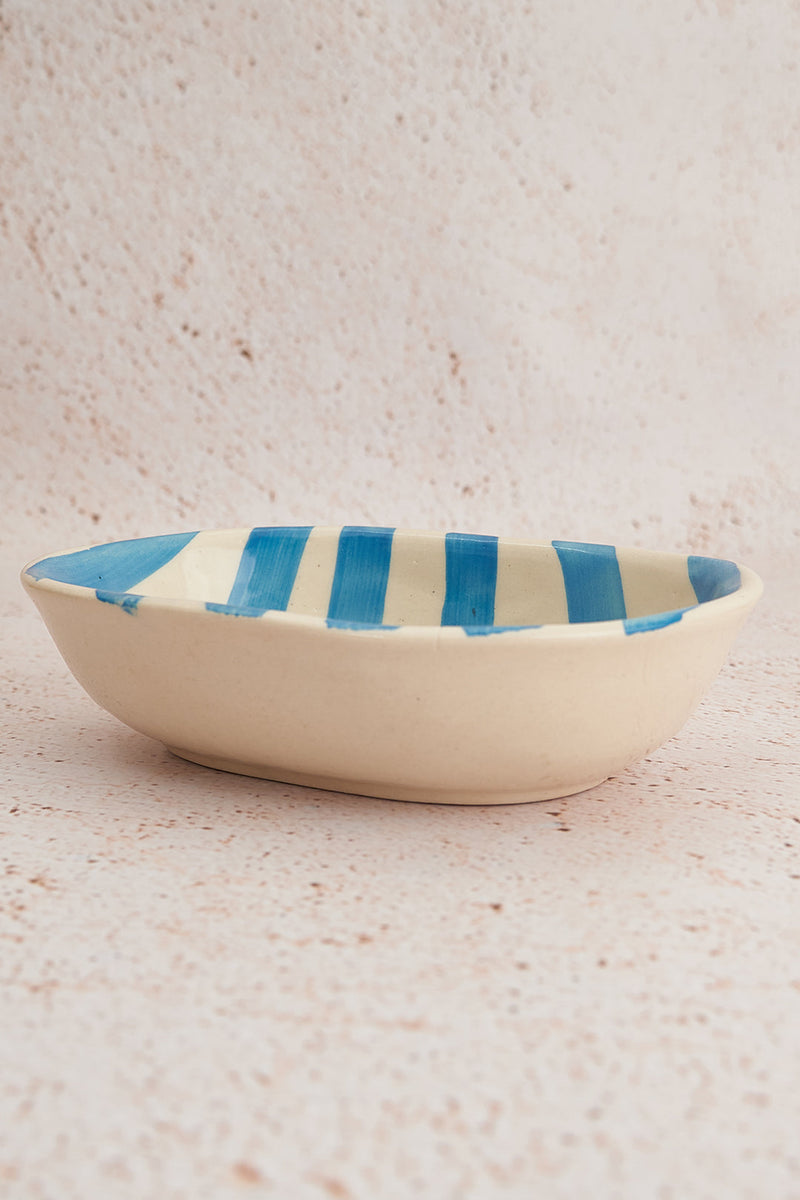 Nurture India Sky Blue Stripe Striped Ceramic Bowl