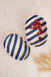 Nurture India Blue Stripe Ceramic Bowl