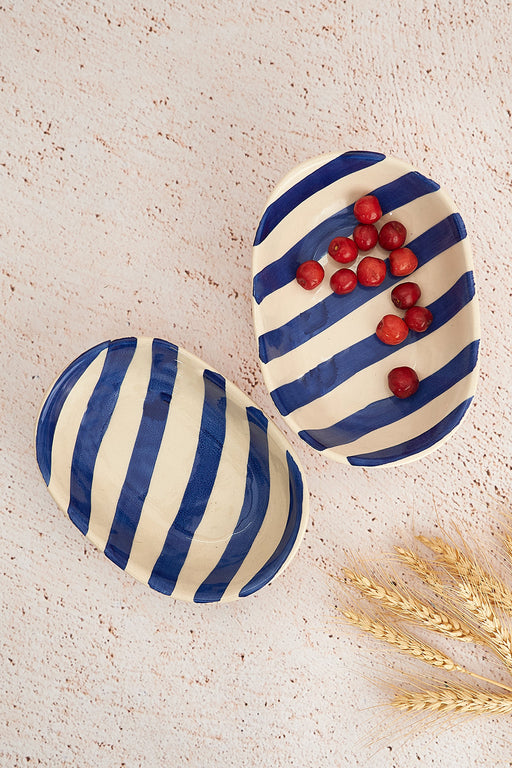 Nurture India Blue Stripe Ceramic Bowl