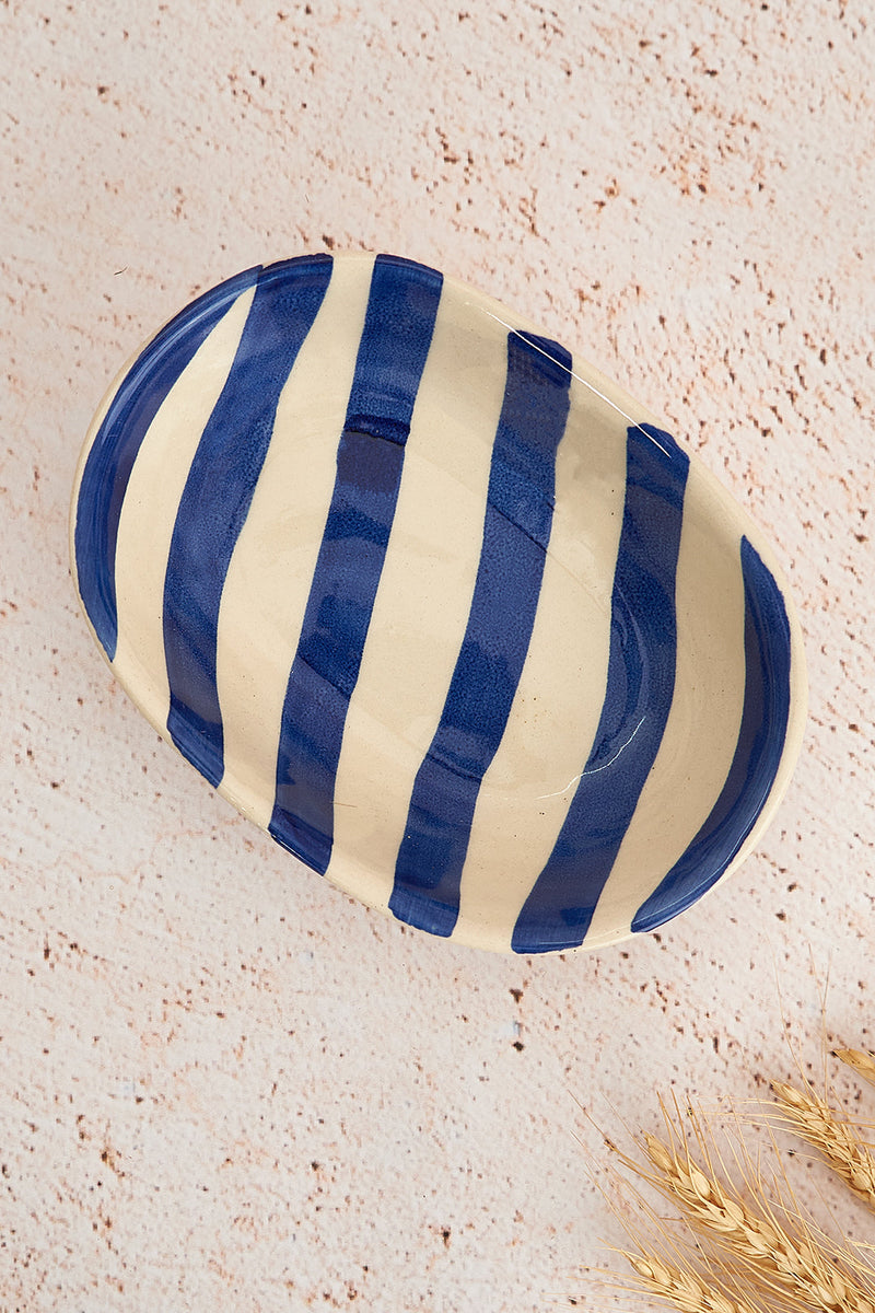 Nurture India Blue Stripe Ceramic Bowl