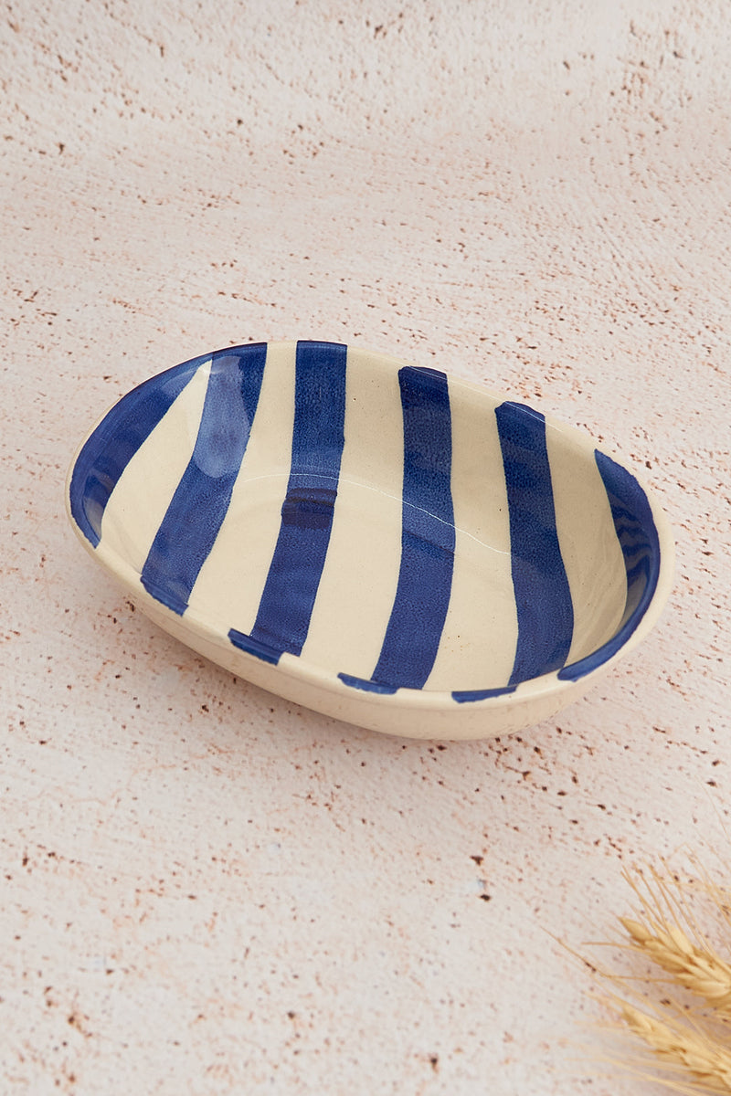 Nurture India Blue Stripe Ceramic Bowl
