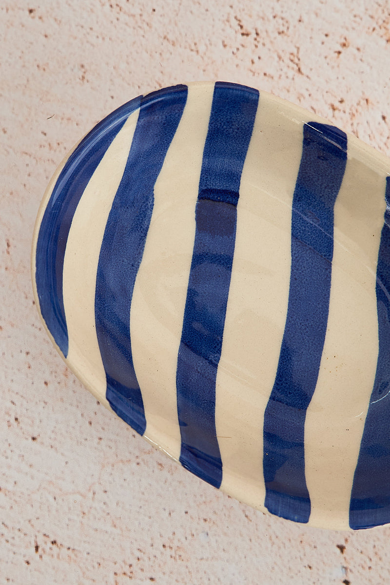 Nurture India Blue Stripe Ceramic Bowl