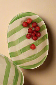 Nurture India Green Stripe Ceramic Bowl