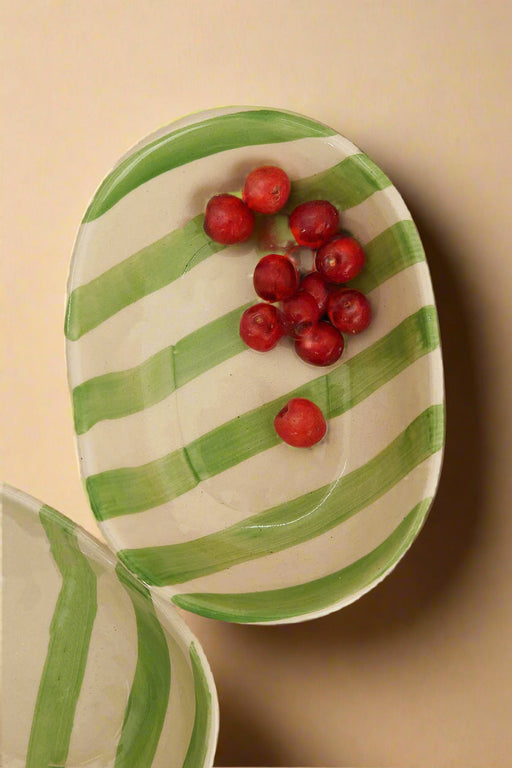 Nurture India Green Stripe Ceramic Bowl