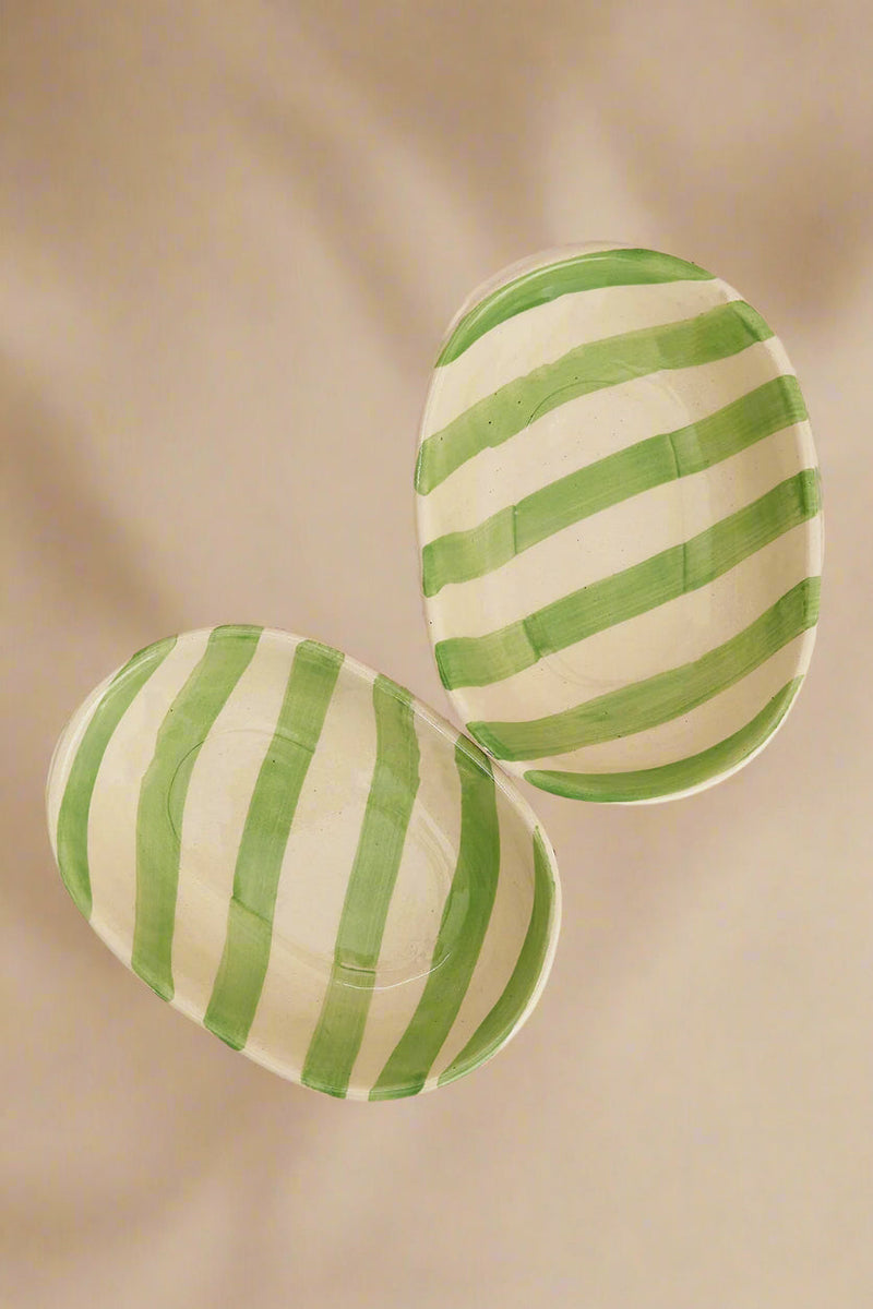 Nurture India Green Stripe Ceramic Bowl