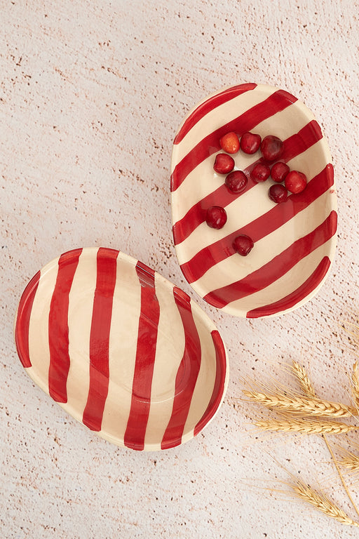 Nurture India Vintage Red Stripe Ceramic Bowl