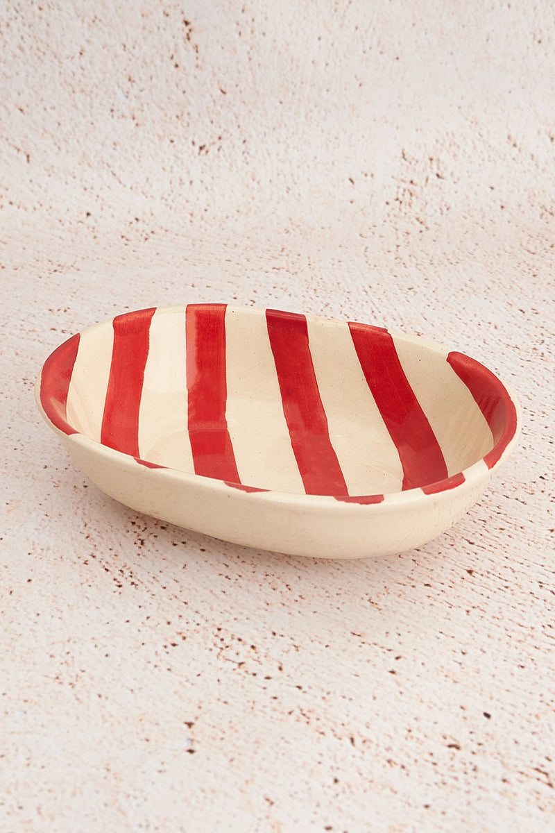 Nurture India Vintage Red Stripe Ceramic Bowl