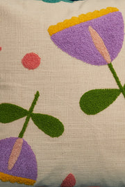 Nurture India Lavendar Fields Tufted Cushion Cover 16x 16-Inch